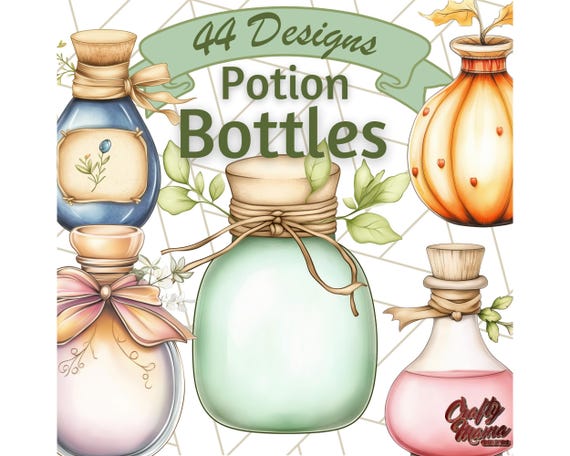 Potion Bottle Clipart, Magic Potion Clip Art, Witchy Aesthetic PNG, Alchemy Vial Illustration, Fantasy Potion Graphics, Mystic Art Elements