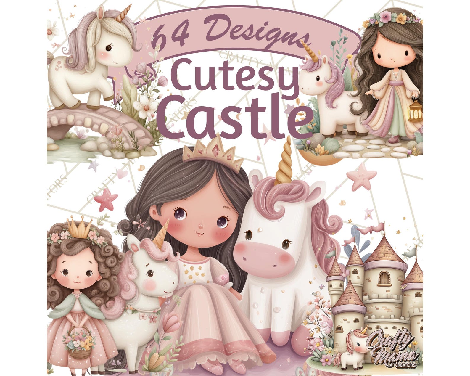 64 Png Princess and Unicorn Clipart PNG, Mini Magical Fairy Tale World ...