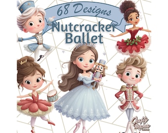 Nutcracker Ballet Clipart, Holiday Dance PNG, Ballerina Illustrations, Christmas Ballet Art, Nutcracker Scene Clip Art, Festive Performance