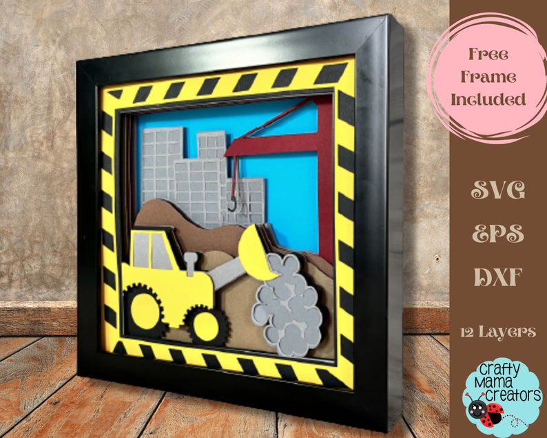 Tractor Shadow Box 3D Construction Site Shadow Box, Tractor Shadow Box SVG, Heavy ...