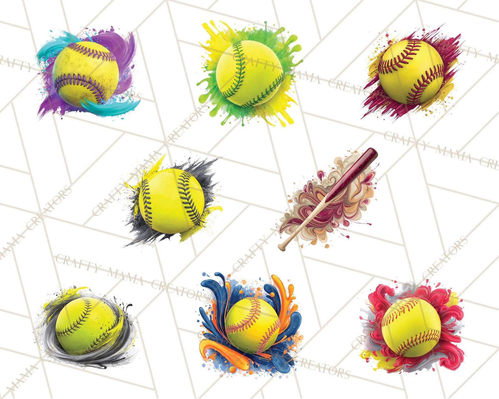 48 Png, Softball PNG Clipart, Sports Ball Clip Art With Paint Splash ...