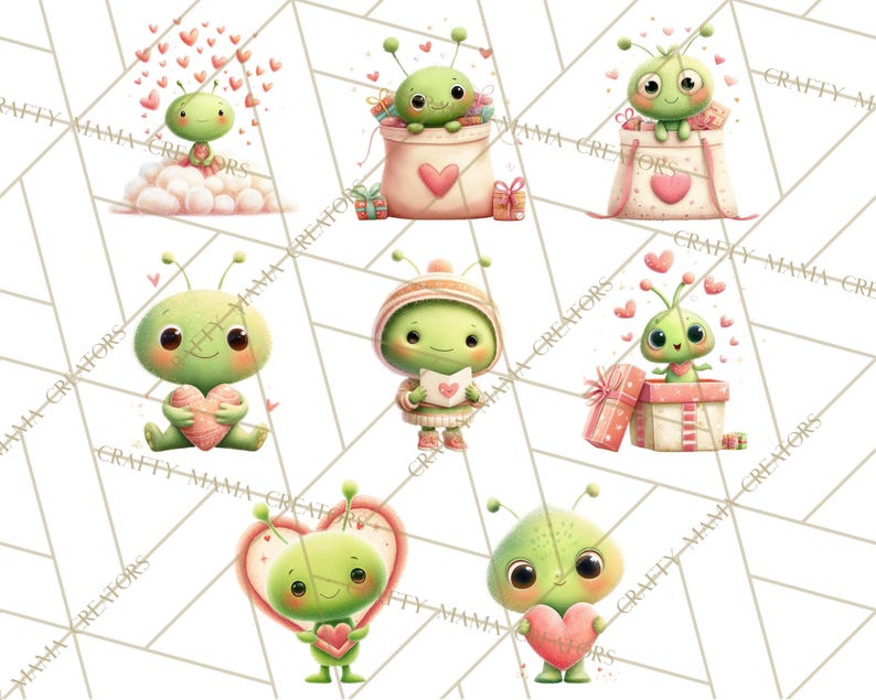 60 Png Green Alien Valentine Clipart PNG, Cute Alien Valentines, Kids ...