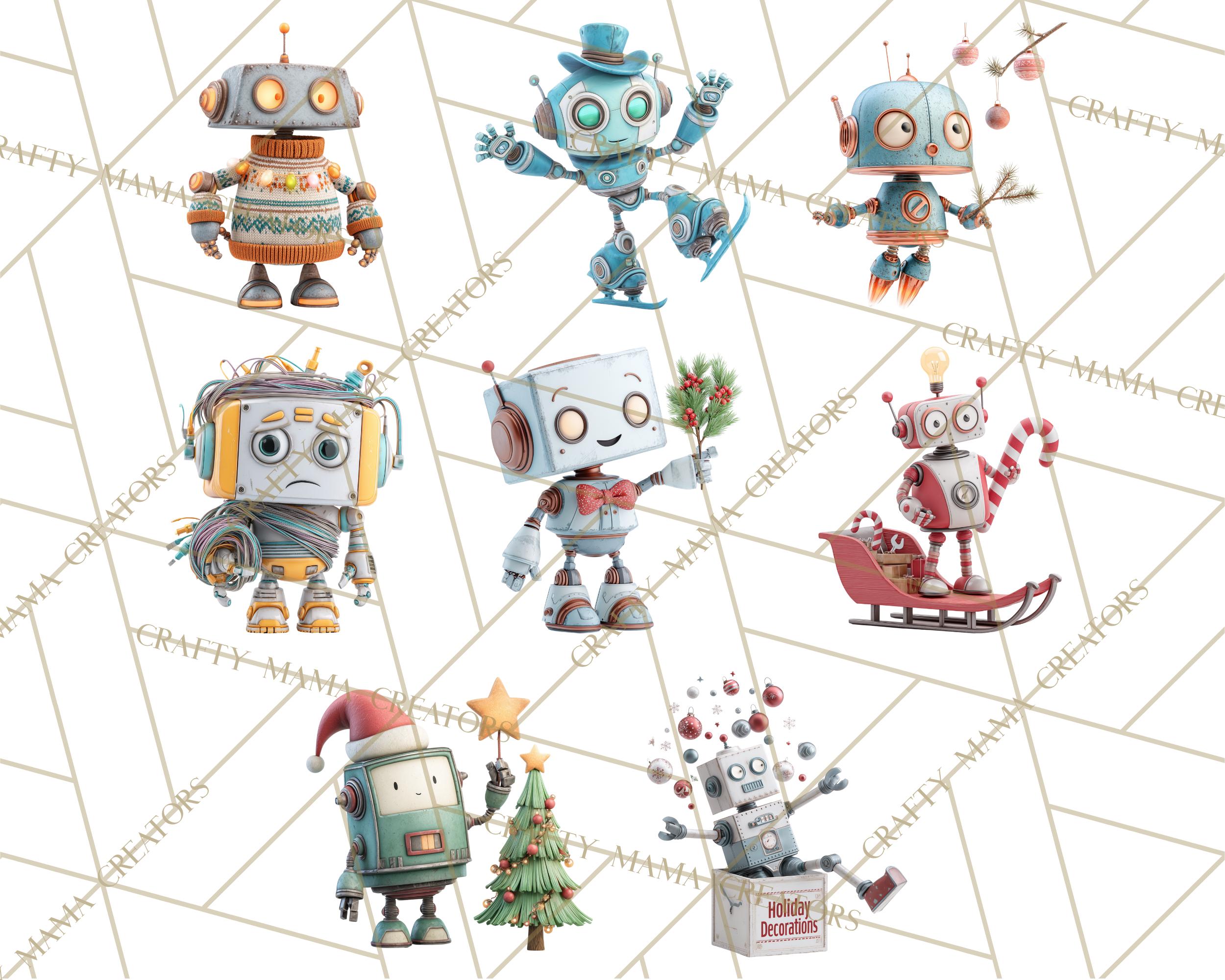 60 Png, Christmas Robot Clipart, Holiday Robot PNG, Funny Retro ...
