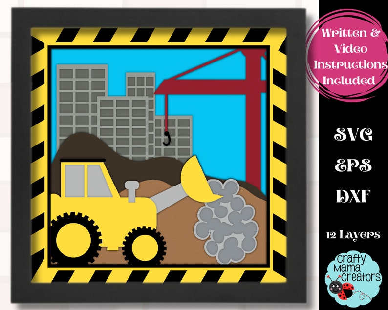 Tractor Shadow Box 3D Construction Site Shadow Box, Tractor Shadow Box SVG, Heavy ...