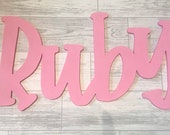 12cm personalised name wall plaque, 12cm tall-letters, toybox sign, flower wall mural, mdf name plaque, bedroom decor, Happy popcorn font