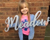 25cm personalised name wall plaque, 25cm tall-letters, toybox sign, flower wall mural, mdf name plaque, girls bedroom decor, Bertilda font