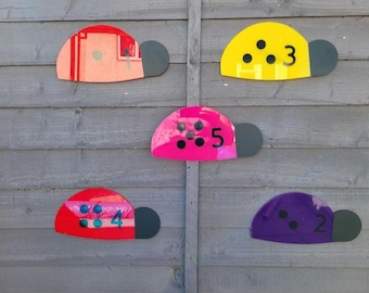 ACRYLIC number lady birds, chalkboard rainbow, learning resources, outdoor sign, preschool, number board