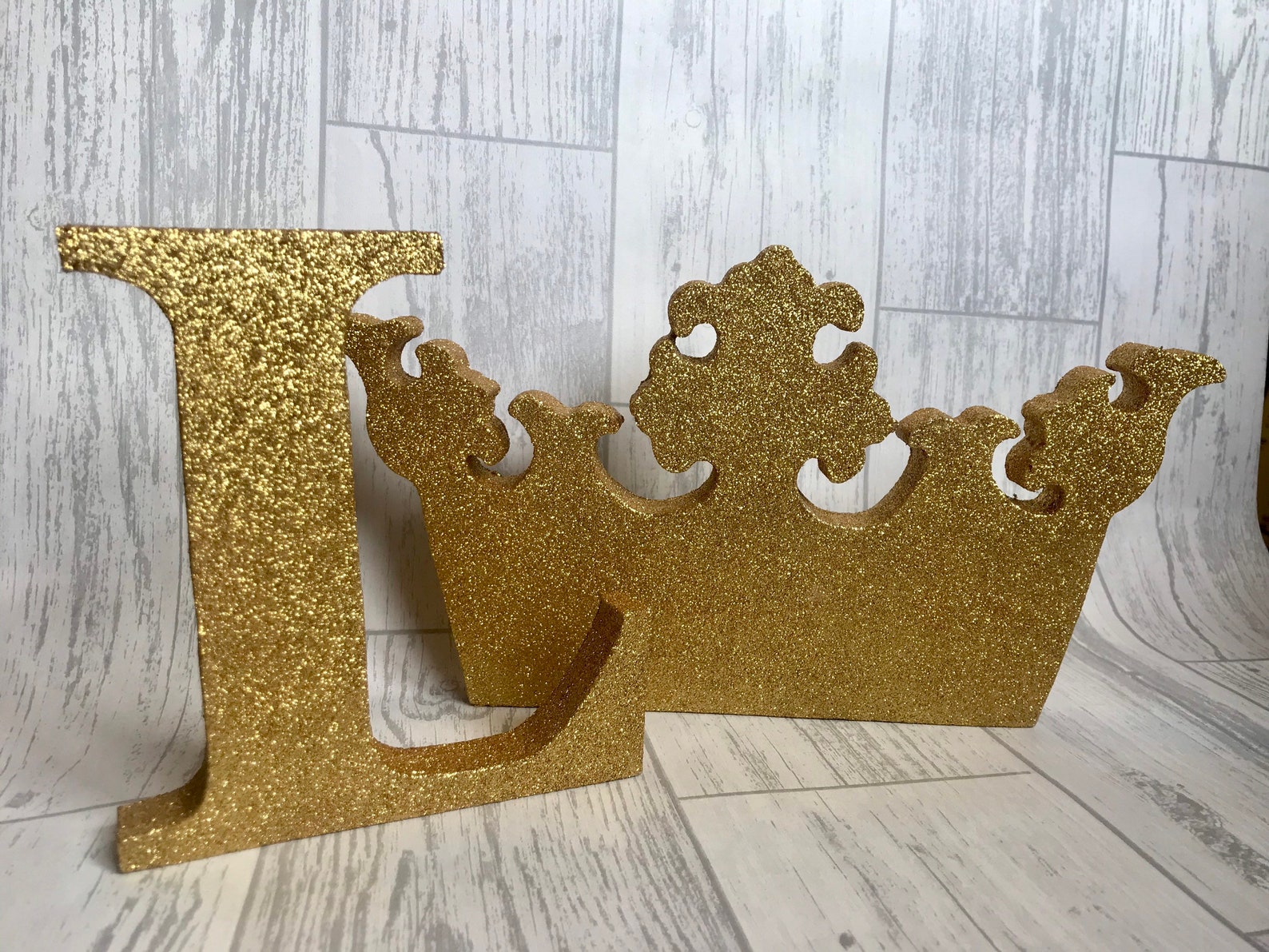 Freestanding Glittered Letter and Crown Set. Numbers and Symbols ...