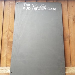 Large mud kitchen chalkboard for garden toys, blackboard, daisy, preschool, learning, educational, sensory, EYFS, childrens gifts, 60x40cm