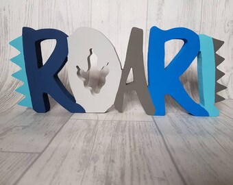 Roar!, dinosaur, wooden sign, dino letters, freestanding bedroom decor, boys room accessories, new baby, nursery ornaments, homeware