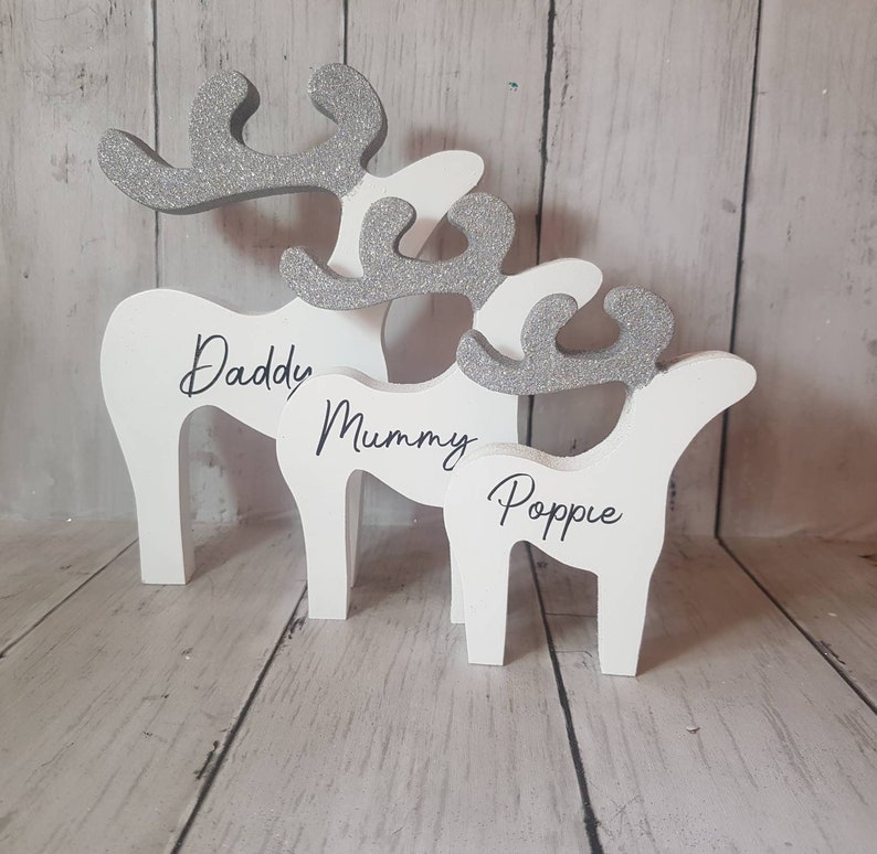 Freestanding reindeer family , Christmas decorations, various sizes, Xmas ornaments, personalised gifts image 1