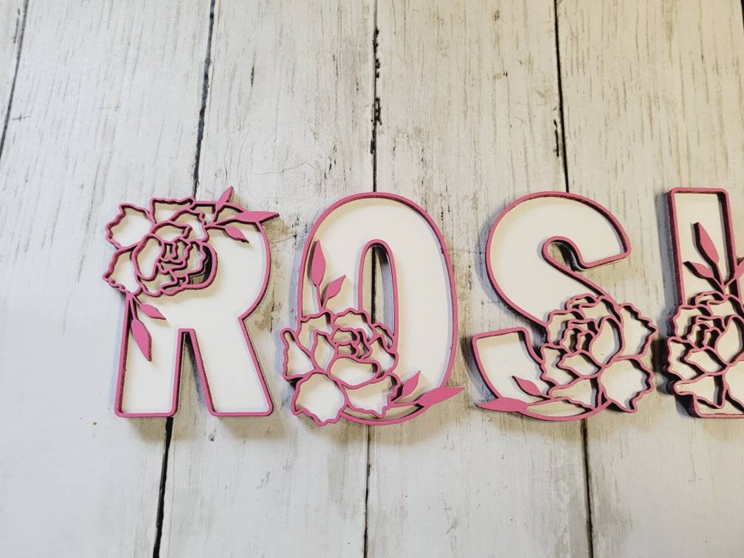 3D Wooden Rose Letters, Toybox Add On, 10cm, Floral Letters