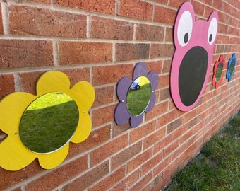 Flower mirror ideal for children centres nursery schools handmade shatterproof acrylic mirror, sensory play