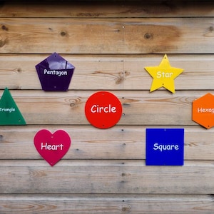 Set of sensory shapes, sensory wall, wooden or acrylic shapes, shatterproof, letter recognition, early years maths, colour board, outdoor