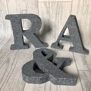 20cm A-Z Silver Glitter Letters Wall Hangings Alphabet Gift Wedding sign