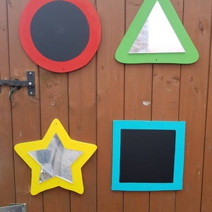 Set of sensory mirrors, chalkboards, shapes, triangle, square, circle, star, sensory mirror, shatterproof, acrylic mirror, play area