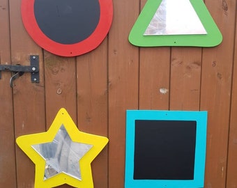 Set of sensory mirrors, chalkboards, shapes, triangle, square, circle, star, sensory mirror, shatterproof, acrylic mirror, play area