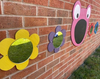 6 x Flower mirror ideal for children centres nursery schools handmade shatterproof acrylic mirror, sensory