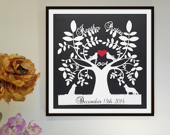 Personalise Papercut tree - wedding gift, anniversary gift