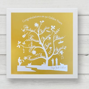 Family Tree Paper cut - Golden Wedding Anniversary
