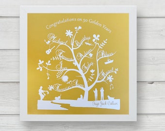 Family Tree Paper cut - Golden Wedding Anniversary