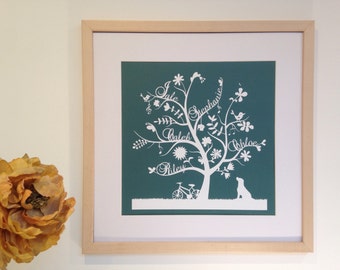 Paper cut Family Tree personalised gift
