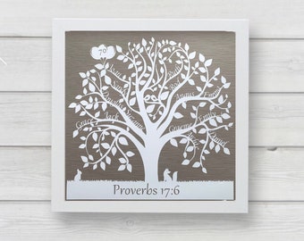 Paper cut family tree personalised gift