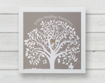 Papercut family tree - golden wedding anniversary