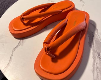 Orange Square Sandals-  woman size 7.5