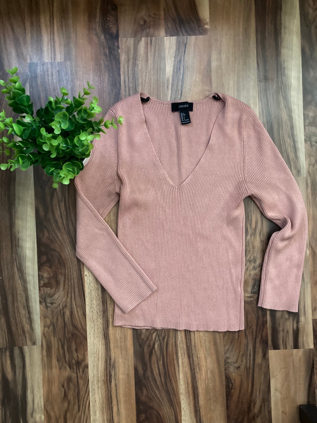 Warm Pink Ribbed Sweater Etsy