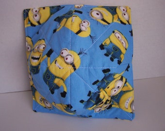 Pre-Order Blue Background with Minions Microwave Bowl Cozie