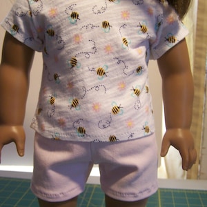 Up-cycled Bee T-Shirt and shorts - Fits 18 inch Girl and Boy dolls