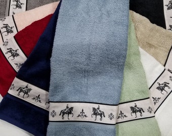 Dressage Horse Hand Towel - Choice of Color - Black, White, Gray, Navy, Blue, Tan, etc.