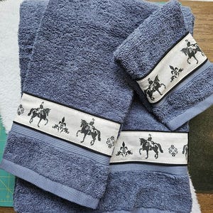 Dressage Horse Towel Set – 100% Cotton, Equestrian Decor