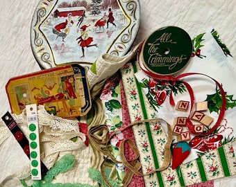 Christmas - Junk Journal, Scrap Bundle, Vintage Bundle, Scrapbook Bundle, Slow Stitch, Vintage Ephemera