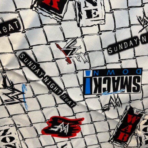 WWF Fabric - Rare Vintage - Smack Down War Zone Wrestling Fabric