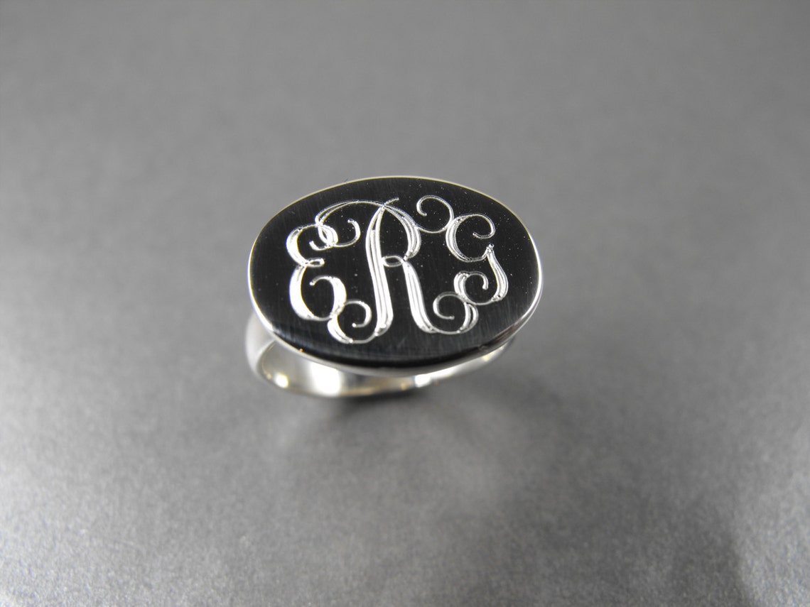 Sterling Monogram Ring, Engraved Initial Ring, Sterling Silver ...