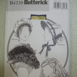Butterick B4210 Historical hats. Factory folded, uncut.