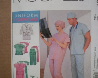 McCall M6107 Misses and Men's Lab Coat, Dress, Top, Pull-On Pants, Hats and Tie Belt  (Size XL-XXL)