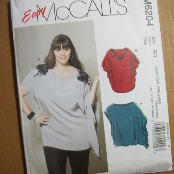 McCall M6204 Womens (Size RR 18W-20W-22W-24W) Tunics.  Easy