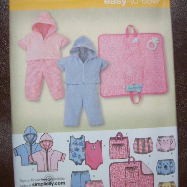 Simplicity 3766 babies easy to sew pants, diaper cover, changing pad and knit body suit. Factory folded,  uncut