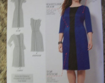 Simplicity 1060 Womens (Size 20W-28W) dress with individual pattern pieces for slim, average and curvy and B,C,D,DD sizes