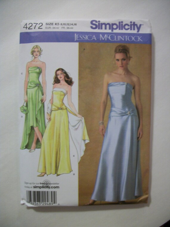petite size 12 evening dress Simplicity 4272 Misses/Misses Petite (Size K5 8,10,12,14,16) and (Size U5  16,18,20,22,24) evening dress with hem variations, wrap and purse