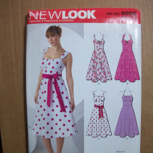 New Look 6966 Misses (Size 6--16) sundresses with variations. 6 sizes in 1.  New factory folded uncut pattern.