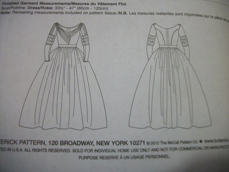 Butterick B5832 Misses A5 6-8-10-12-14 and Size E5 14-16-18-20-22 Historical Dress. Southern Belle, Civil War, Jane Eyre. FF, Uncut image 2