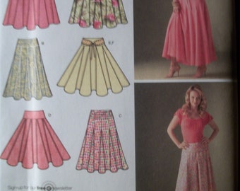 Simplicity 4188 Misses (Size K5 8 to 16) and (U5 16 to 24) skirts with length variations and belt