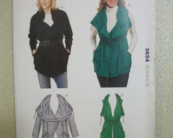 Kwik Sew 3624 Misses size XS to XL jacket and vest