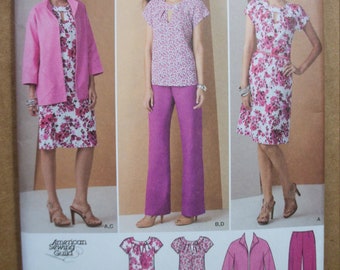 Simplicity 1885 Miss size 10-12-14-16-18 Pullover dress or tunic, jacket and pants. Flared or straight leg pant. New, factory folded, uncut.