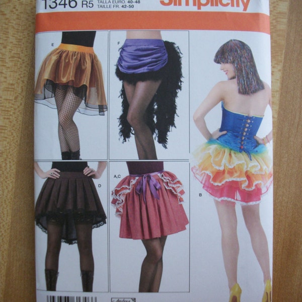 Simplicity 1346 Misses (Size H5 6,8,10,12,14) and (R5 14,16,18,20,22) Costume Skirts and Bustles