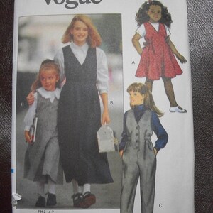 Vogue 7952 Childrens/Girls size 7-8-10 and 12-14 Jumper and Jumpsuit.  Very Easy! Factory folded, uncut.